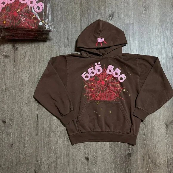 $329 Sp5der Young Thug Worldwide Angel Number 555 Unisex HoodieBrownXL